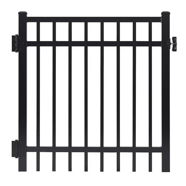 Black Aluminum Single Walk Gate : 4'H x 4'W
