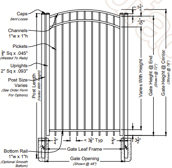 Black Aluminum Single Walk Gate : 4'H x 4'W