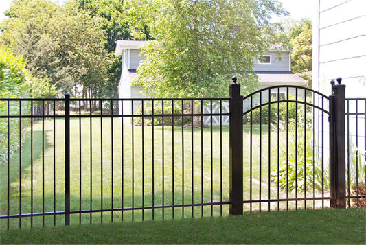 Black aluminum 3-rail flat top fence panel